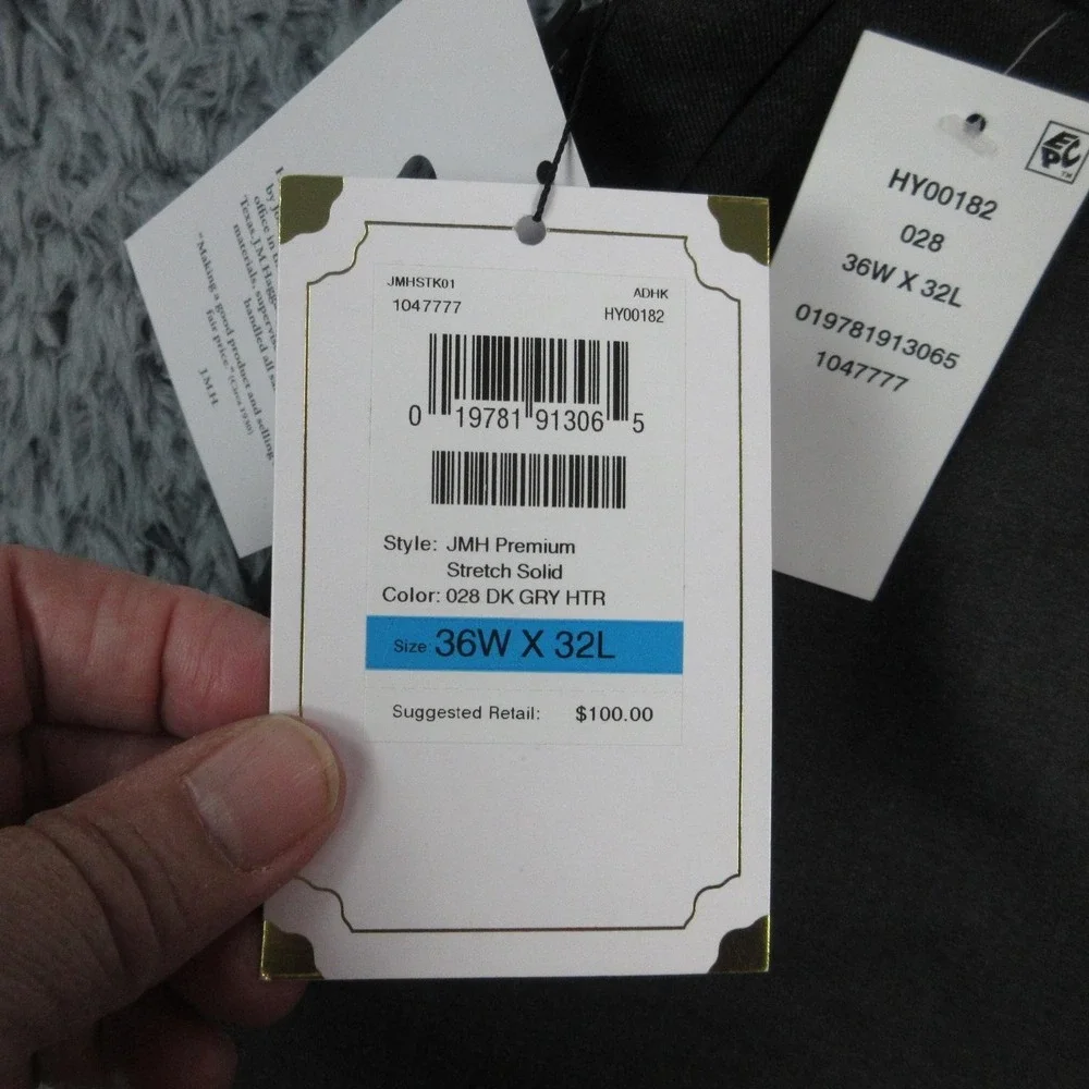 J.M. Haggar Dress Pants Mens 36x32 Charcoal Classic Fit Premium Flex 37x32 NWT